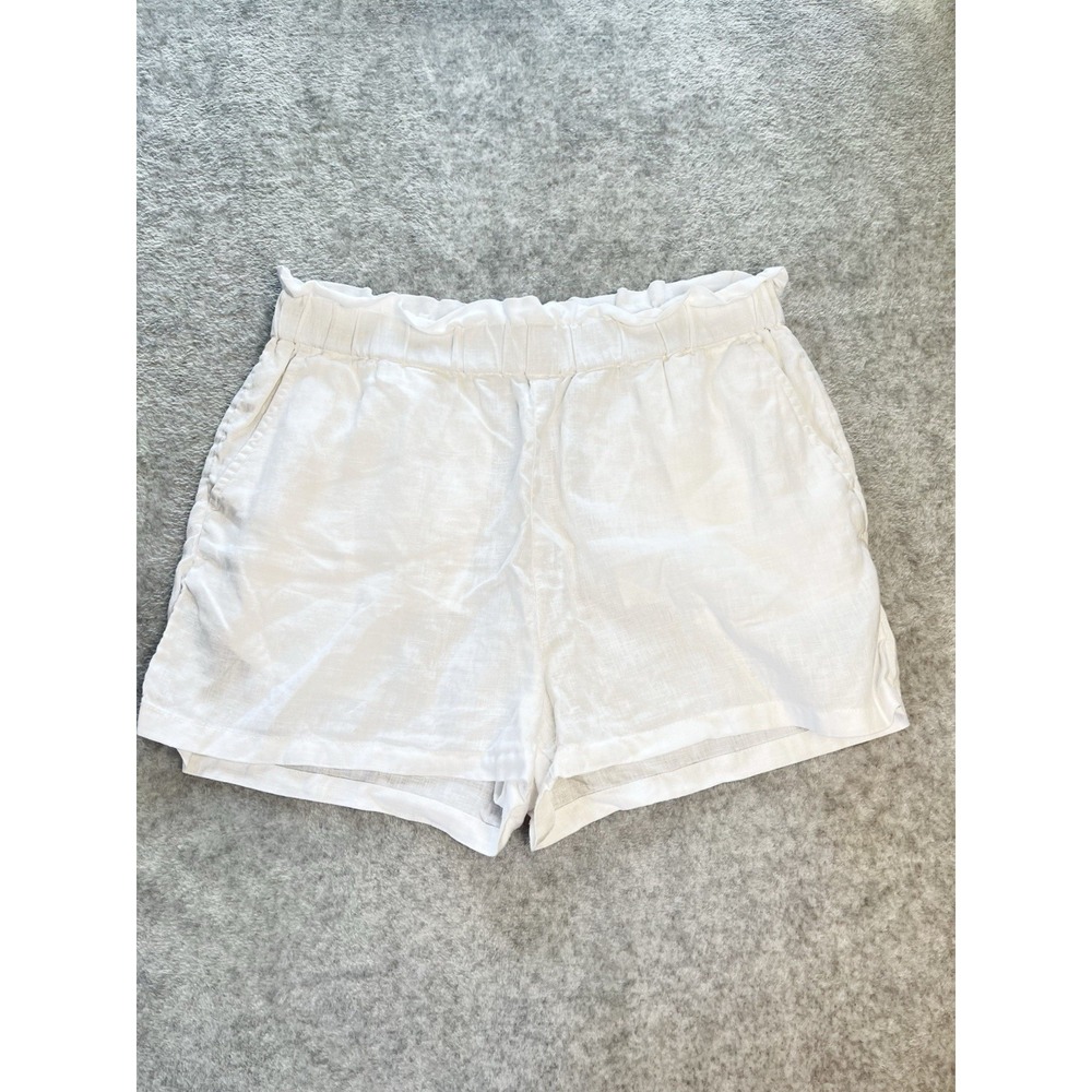 C&C California Women's White 100% Linen Shorts Sz L Coastal Beach Resort